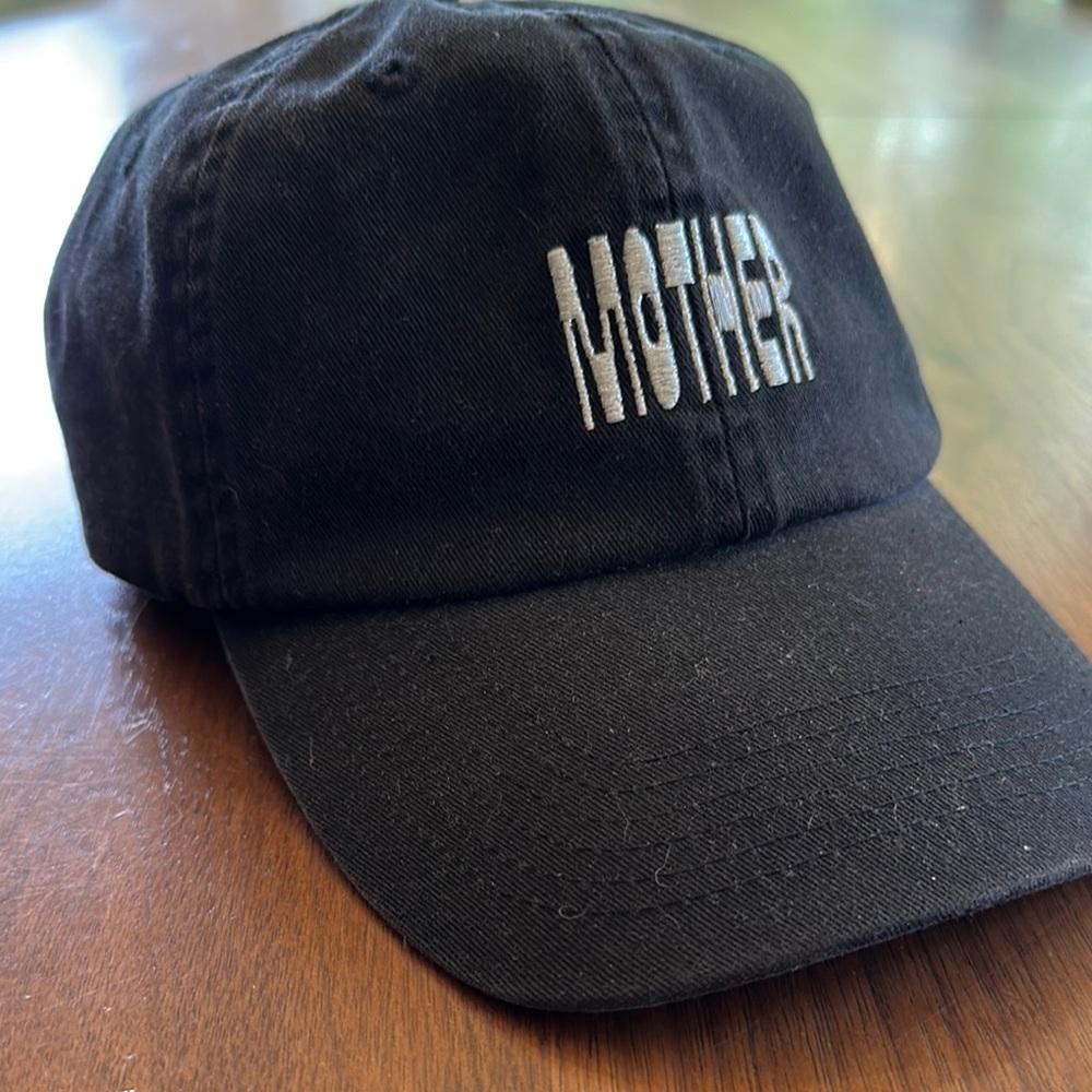 MOTHER Black Baseball Cap with White Embroidered Logo